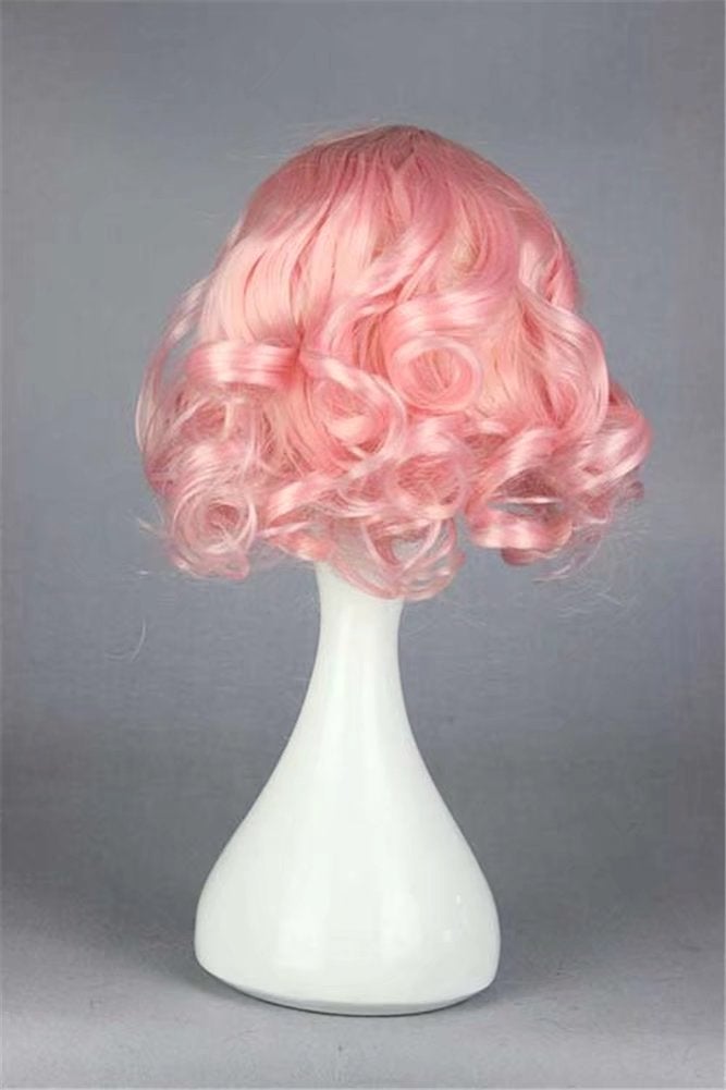 KiyaCos Short Curly Wavy Layered Harajuku Cosplay Wigs Costume Hair Pastel Pink - Image 5